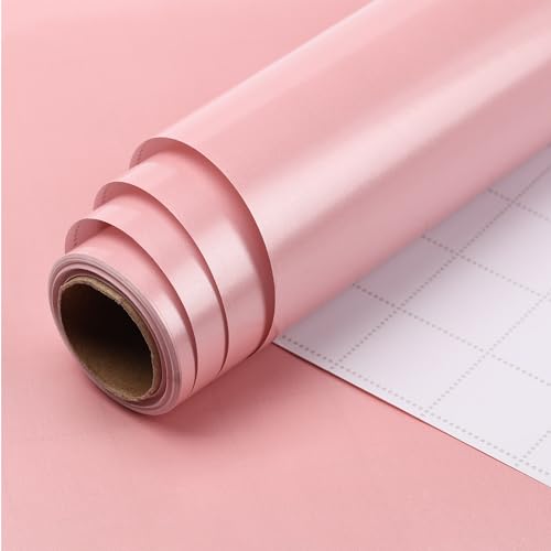 HBell Pink Wrapping Paper Roll Pink Matte Wrapping Paper Solid Color Luster Paper Perfect for Birthday Wedding Mothers Day Christmas Baby Shower Festive Decorations-44CM*10M