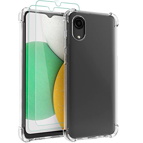 Osophter for Galaxy A03 Core Case with 2pcs Screen Protector Clear Transparent Reinforced Corners TPU Shock-Absorption Flexible Cell Phone Cover for Samsung Galaxy A03 Core(Clear)