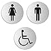 Señales I Aluminio cepillado I Juego de 3 I Ø 75mm I "Baño Mujeres + Hombres + Minusválidos" I No.6702-S