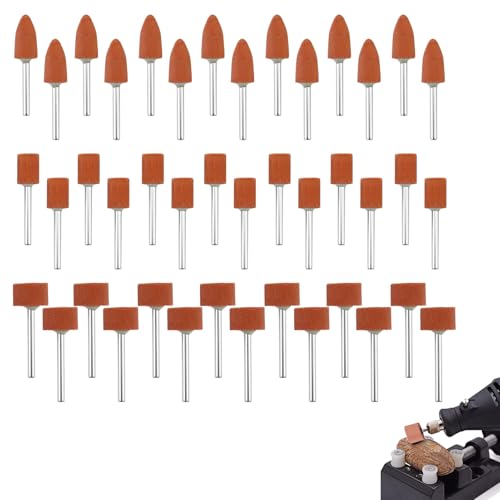 ZFRITP - 42 Stück Korund Schleifspitze Set, Schleifaufsatz Für Akkuschrauber, Schleifaufsatz Akkuschrauber, Schleifscheibenkopf, 1/8 Zoll Schaftgröße, Zur Verwendung Auf Edelsteinen, Glas, Metall Und Holz