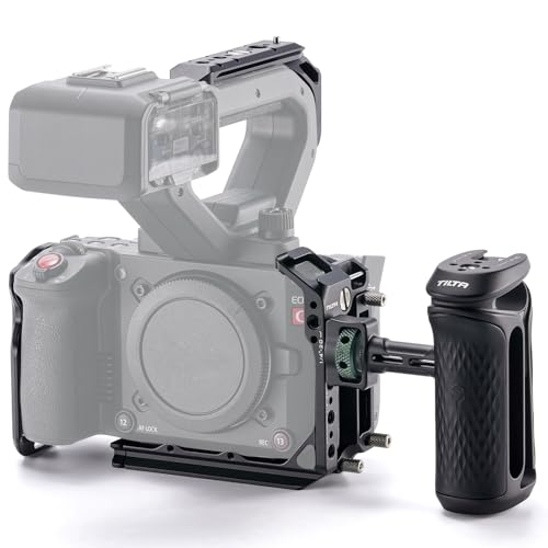 Image of Tilta Camera Cage Base Kit Compatible with Canon C50 Camera | Modular Full/Half Cage Design | Arca Bottom Plate, NATO Rail, Cold Shoe | Multiple Mounting Threads | Xeno Side Handle | Black