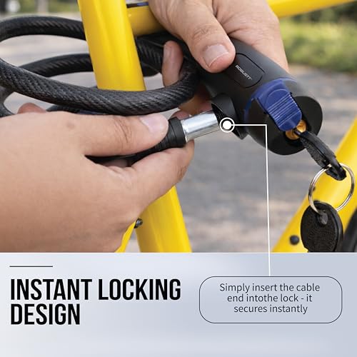 Image of Robustt Braided Steel Cable Lock with Keys - 0.65m Long, 10mm Thick PVC Coated Cut-Resistant Cable | Dust Cover Key Slot | Extra Key Included | Anti-Theft Cable Lock