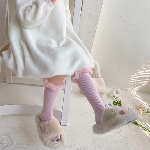 Cotton Socks with Plush Lace for Kids Stylish and Comfortable in Tube Socks Under Knee Length Stockings Stackable3