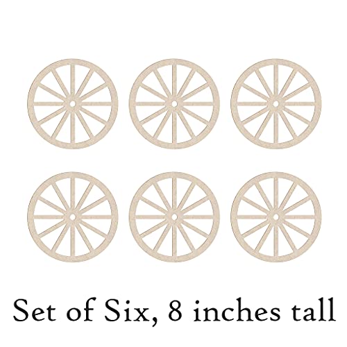 8" Wagon Wheel Unfinished Wood Set Of Six (8"Inch) #TOP1