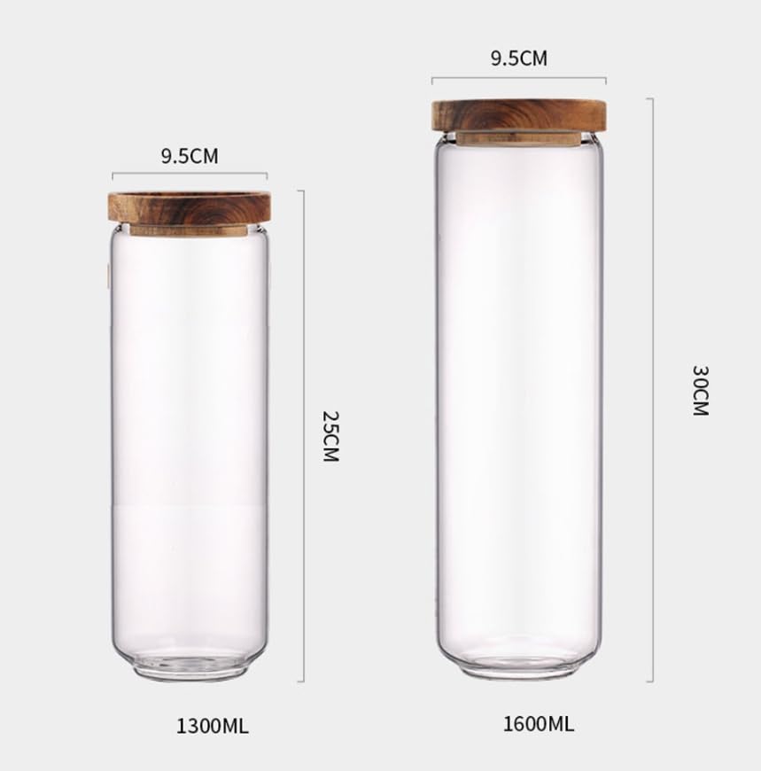 Luminexia Vakuum Kaffedose,Haushaltsküche Aufbewahrungsglas luftdichtes Glas,Akazienholz,Nicht leicht zu verformen,mit insektensicherer Wirkung