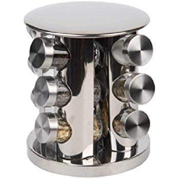 Buy Delavala Stainless Steel Revolving Spice Rack with Jars, 12 Piece ...