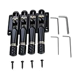 OVSAL Black Headless Electric Bass Bridge 4 String Bass Bridge with Brass Saddles Bass Parts Replacement for 4 String Headless Bass