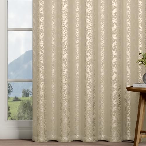Image of Wakefit Jacquard Room Darkening Curtain | Light Blocking Upto 70% | (5 x 3.9 ft) | Door Curtain | Set of 2 | Reduces Noise | Machine Washable | Smash |Geo White