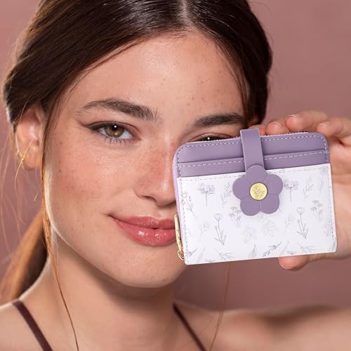 Image of Farcauo Cute Floral Womens Wallet Small Wallets for Women Thin Purple Women's Wallet Kawaii Flower Card Wallets for Women Ladies
