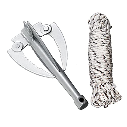 UPKOCH Rastrillo Plegable Profesional para Eliminación De Malezas Acuáticas Estanques, Acero Inoxidable 18cm x 21cm con Mango Negro Ergonómico y Cuerda De 15 Metros para Jardinería y Paisajismo