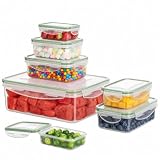 Cozary Set Contenitori per Alimenti 7 pezzi – Contenitori Ermetici per Alimenti – Contenitori Plastica per Alimenti con tappo, senza BPA