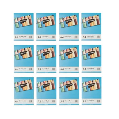 Ryman Sketch Pad A4 110gsm 60 Pages 30 Sheets Pack of 12