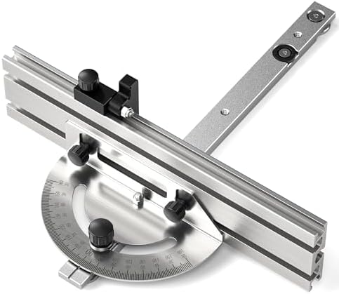 Precision Miter Gauge, Miter Gauge for Table Saw, with Miter Gauge Fence and Limit Stopper, 20-160° Angle Stops, Adjustable for Bandsaw Router Table, 250mm x 300mm
