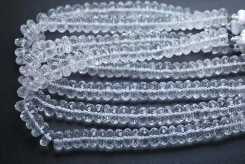Quartz Cristal de Roche micro facetté rondelle 8mm pour perles