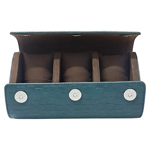 Image of essart Luxury Watch Storage Case - Premium Leather Organizer Box for Exclusive Timepieces, Elegant Display & Protection for Collectors (WR-1013-Croco-Green)