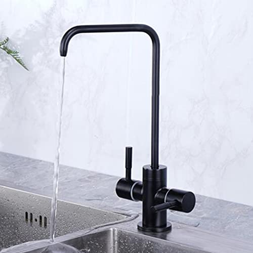 Robinet de purificateur d'eau potable pivotant noir double commande