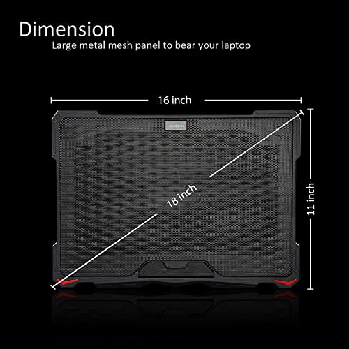 Aicheson Laptop Fan Cooling Pad For 15.6-17.3 Inch Laptops, 5 Cooler Fans With Red Lights Computer Desk Cooling Stand Chiller Mat, S035Red #TOP7