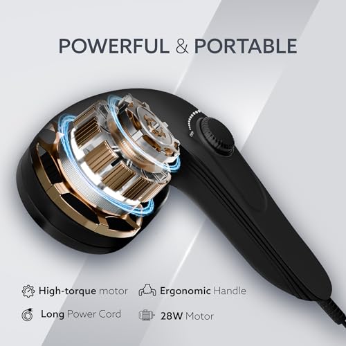 Image of AGARO Atom Plus Electric Handheld Full Body Massager, 4 Massage Heads, Mesh Cover, Variable Speed Settings for Muscle Relief and Relaxation, Back, Leg & Foot (Black)
