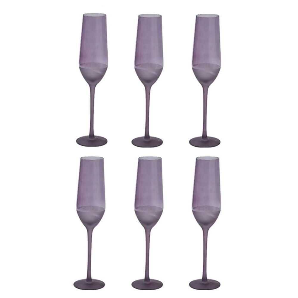 Flûtes à champagne Lot de 6 flûtes à champagne violettes semi-givrées, capacité de 10,15 oz, for la Saint-Valentin et Noël Verres à champagne