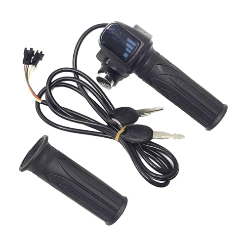 Compatible Fit for Ridstar Q20 Full Twist Throttle 48V Upgraded, LCD Display with Key Lock, Plug and Play Easy Installation, Universal Electric Bike Throttle Grip for EBike Scooter Motorcycle