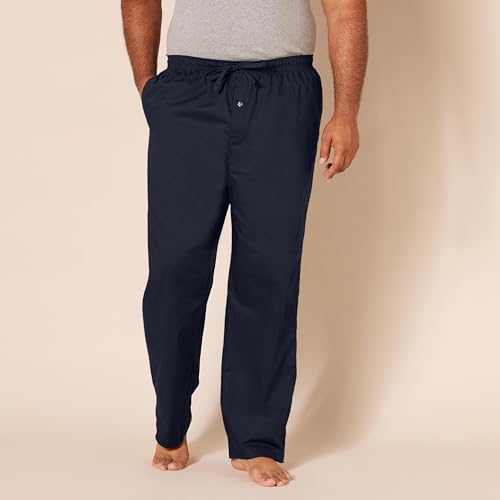 Amazon Essentials Herren Schlafanzughose, gerade Passform, gewebt, Marineblau, L