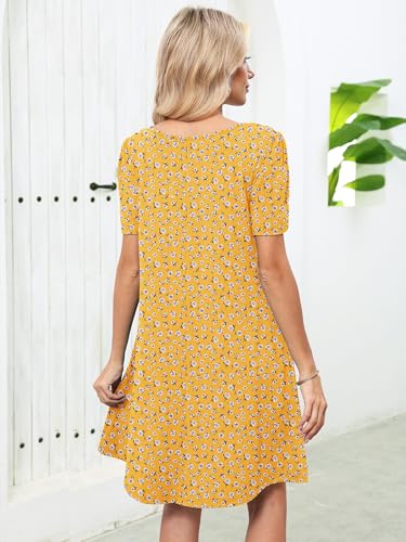 Image of Heymoments Women's Short Sleeve Crewneck Sundress Summer Casual A-Line Beach Dress with Pockets S-2XL