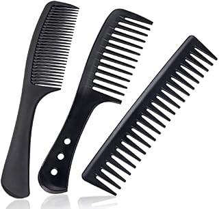 Sularpek Hair Comb Set, 3 Pcs Wide Tooth Comb, Carbon Fiber Hair Comb Set, Heat Resistant Anti-static Comb, Hairdressing Hair Styling Comb for Most Hair Types