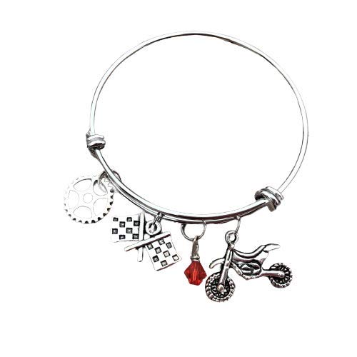 Miniatura 4 de Silver Dirt Bike Bracelet Stainless Steel - Racing Jewelry - Motocross Gift - Bangle Bracelet - Racing
