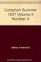 Colophon Summer 1937 Volume II Number 3 B000J2EQD6 Book Cover