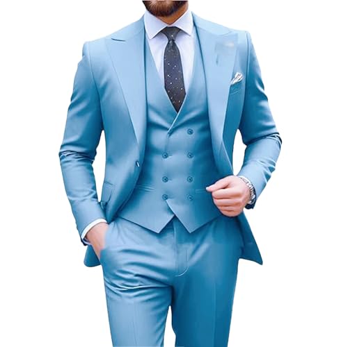 Men 3-Piece Single Breasted Suit Wedding Groom Slim Fit Blazer Vest Pants Formal Outfit