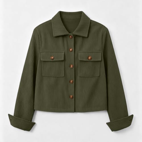 Womens Corduroy Jacket Fall Light Cropped Jackets Dressy Casual Shacket - image 6