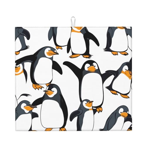 Tappetino scolapiatti per cucina Wzywhj Penguin Dabbing modello in spugna assorbente acqua 45,7 x 40,6 cm