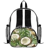 GzLeyigou Mochila transparente Fruit Coconut 35,5 cm, pequena, transparente, impermeável, de PVC, mini bolsa feminina, transparente, mochila casual para o trabalho, viagens, praia, Mulit