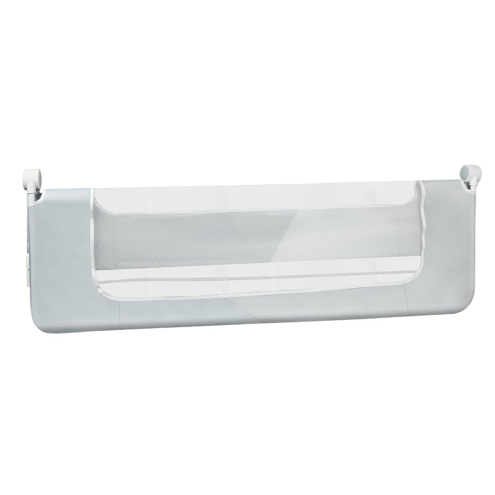 HUOLE Barriera per letto per tutti i piccoli, pieghevole e portatile, telaio in metallo anti-caduta regolabile in altezza, telaio in metallo robusto, 180 x 73 x 86 cm - Doppio pezzo Grigio
