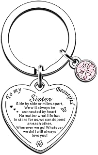 AMZQ Sister Gifts Sister Keyring from Sister Brother Sister Birthday Gifts Long Distance Sister Present Christmas Graduation Gift