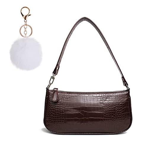 Women Clutch Bag,Retro Pattern Bag for Women,90s Shoulder Bag Clutch Purse for Women,Shoulder Bag Handbags for Everyday Party Wedding (Brown) Cover