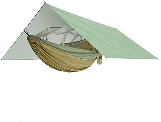 Hamaca de camping al aire libre con mosquitera y toldo parasol impermeable y portátil (amarillo S)