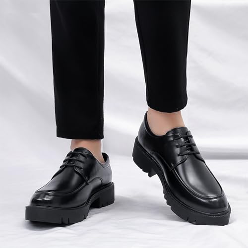 YZABEL Men's Dress Shoes Platform Work Oxfords Shoes Formal Classic Business Shoes Classic Lace-up Low Top Block High Heel Shoes Comfortable Non-Slip Shoes2