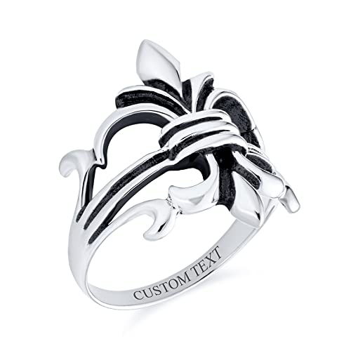 Fleur de Lis en argent .925 pendentif large style antique oxydé homme femme