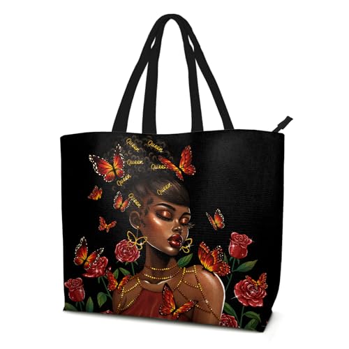 Image of OECTVD African American Handbags For Women Black Girl Tote Bags Black Art Shoulder Bag For Work