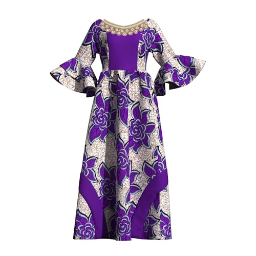 Image of iooiooi Womens African Print Party Maxi Dress Tradition Dashiki Ankara Long Dress & Headwrap