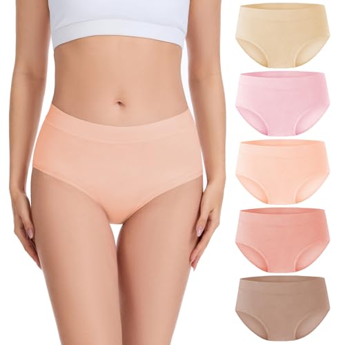 Migbean Viscose From Bamboo Womens Underwear Mid Waisted Ladies Cotton Panties Sweat Wicking Soft Full Coverage Briefs
