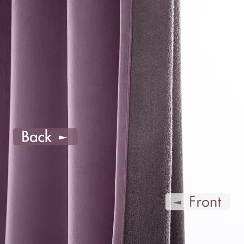 Image of MIULEE Lavender Blackout Velvet Curtains Drapes 108 Inch Long 52 inchx108 inch | Luxurious Bedroom Living Room Decor, Room Darkening, Thermal Insulated, Rod Pocket Design, Super Soft Fabric, Extra Long