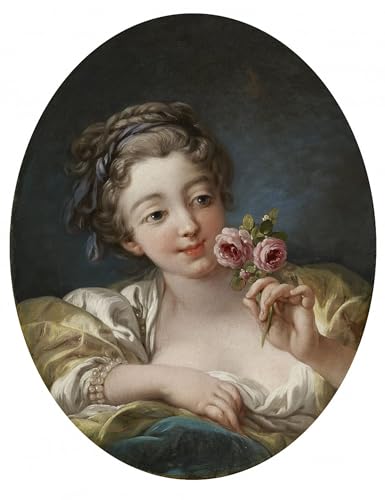 Toile François Boucher La jeune fille aux roses affiche impression murale