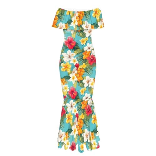 Image of Polynesian for Women S-7XL Off Shoulder Maxi Dress Hawaiian Summer Dresses