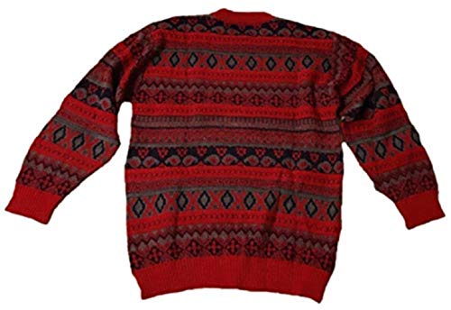 Pull norvégien 100% laine de bébé alpaga rouge pour homme taille L haut de gamme