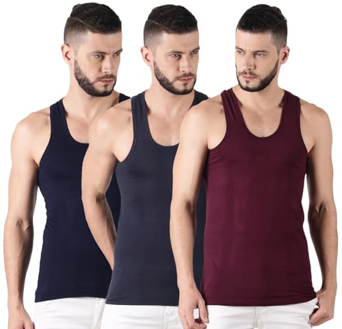 Image of Dollar Lehar Men Combed Cotton Round Neck Vest -Colour May Vary
