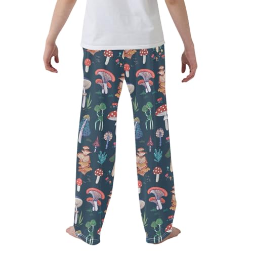 CaTaKu Boys Forest Mushrooms Pants for Boys Girls Wide Leg Sweatpants Kids Long Bottoms with Pockets Size 6-14Y2