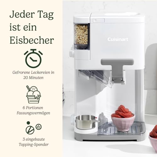Cuisinart Eismaschine | Softeis, Gelato, Sorbet, milchfreies Eis, gefrorener Joghurt | Topping-Spender | Einfach zu bedienen und zu reinigen | 1,42 l für 6 Portionen | Fertig in 20 Minuten | ICE48U – Bild 4