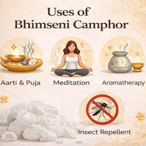 Image of Original Bhimseni Camphor Kapoor Container - 250 gm | Purifying & Pleasant Fragrance for Pooja, Hawan, Air Freshener | Organic Camphor | Diwali Lights (Pack of 1)